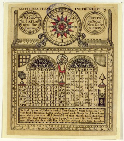 Trade card of W. Collier, maker of Mathematical Instruments by English School